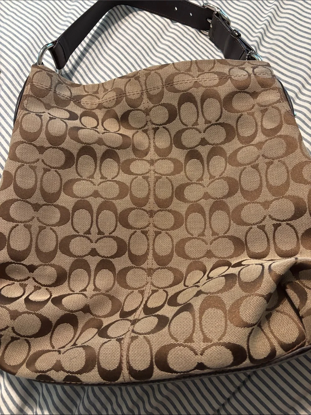 Coach Tan and Brown Signature Canvas Hobo